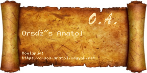 Orsós Anatol névjegykártya