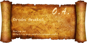 Orsós Anatol névjegykártya